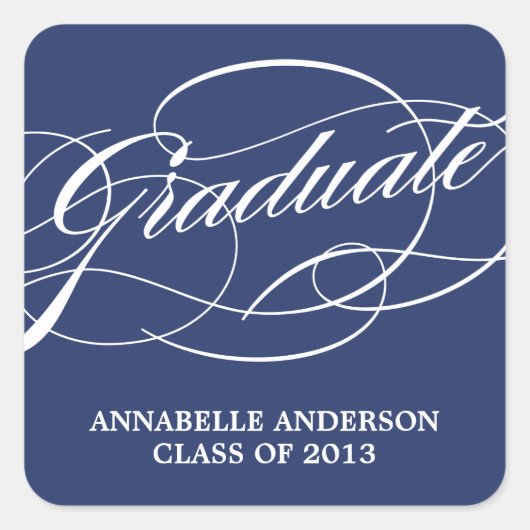 Carré Sticker de graduation de script de calligraphie (Devant)