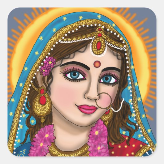Carré Sticker de la déesse Radha | Radha Sp Divin Hindu (Devant)