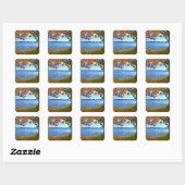 Carré Sticker de la rivière d'automne (Feuille)