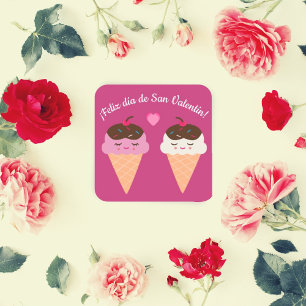 Carré Sticker de la Saint Valentin espagnol avec crème g
