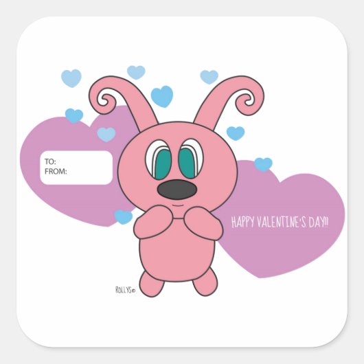 Carré Sticker de la Saint Valentin Pink Rollys (Devant)