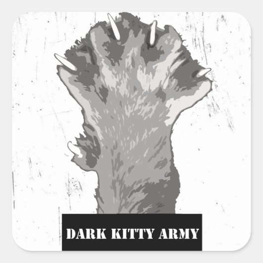 Carré Sticker de l'armée de Kitty foncé blanc (Devant)