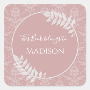 Carré Sticker de livre Damask rose Elegant