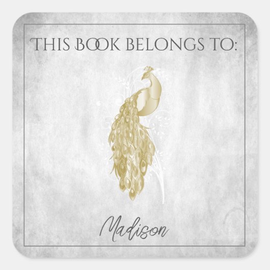 Carré Sticker de livre Peacock Gold Elegant (Devant)