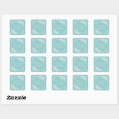 Carré Sticker de livre turquoise élégant Damask (Feuille)