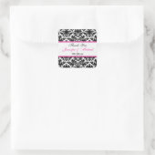 Carré Sticker de mariage 1,5" Black White Rose Damask (Sac)
