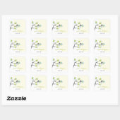 Carré Sticker de mariage de printemps Inséparables de fl (Feuille)