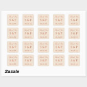 Carré Sticker de mariage de script en terre cuite Favor (Feuille)