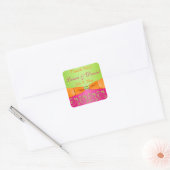 Carré Sticker de mariage floral orange rose 2 (Enveloppe)