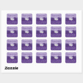 Carré Sticker de mariage floral violet blanc Favor (Feuille)
