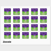 Carré Sticker de mariage floral violet, vert (Feuille)