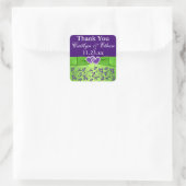 Carré Sticker de mariage floral violet, vert (Sac)