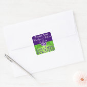 Carré Sticker de mariage floral violet, vert (Enveloppe)