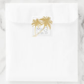 Carré Sticker de mariage Gold Palm Tree Beach (Sac)
