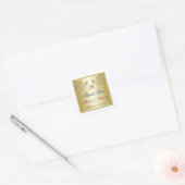 Carré Sticker de mariage Gold, Red, Blue Monogram Favor (Enveloppe)