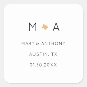 Carré Sticker de mariage minimaliste sur le thème du Tex