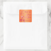 Carré Sticker de mariage rose et orange floral (Sac)