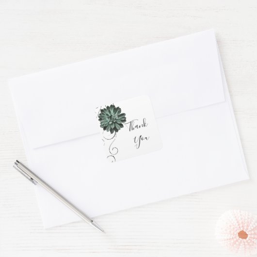 Carré Sticker de Merci succulent (Enveloppe)