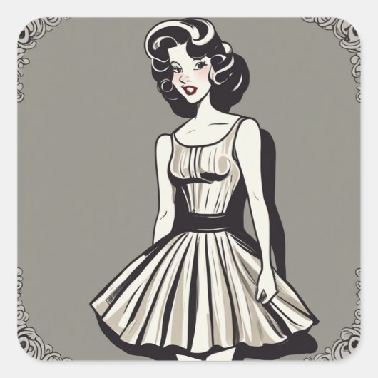 Carré Sticker de mode LBD classique (Devant)
