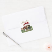 Carré Sticker de Noël avec ours grizzli (Enveloppe)