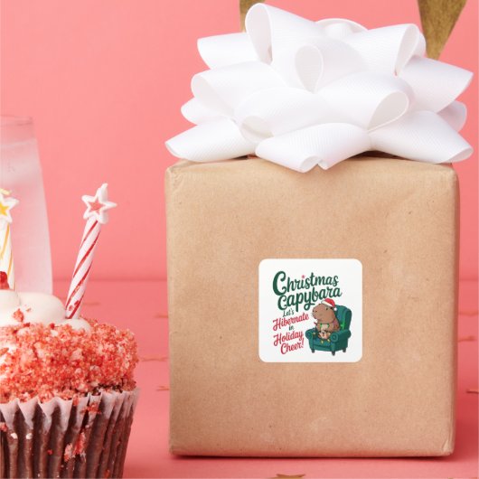 Carré Sticker de Noël de Capybara (Fête)