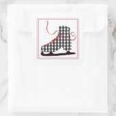 Carré Sticker de Noël de patinage sur glace noir et blan (Sac)