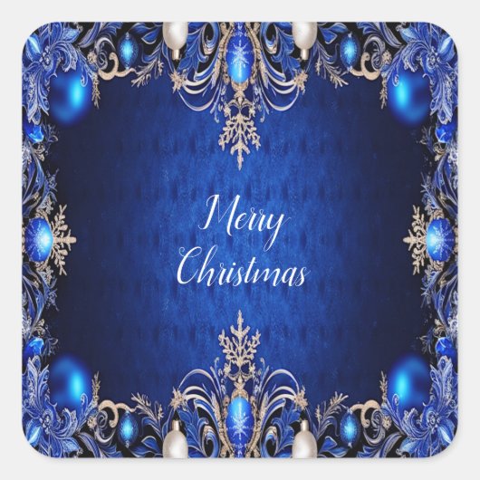 Carré Sticker de Noël décoratif bleu (Devant)