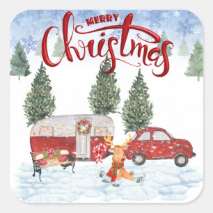 Carré Sticker de Noël du camping