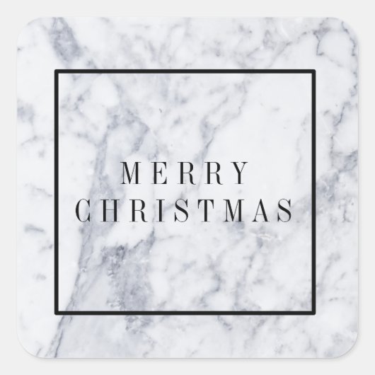 Carré Sticker de Noël en marbre moderne minimaliste (Devant)