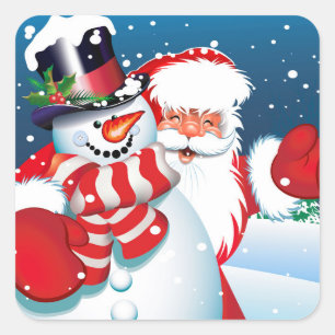Carré Sticker de Noël Père Noël & Snowman