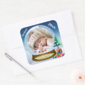 Carré Sticker de Noël photo Globe des neiges personnalis (Enveloppe)