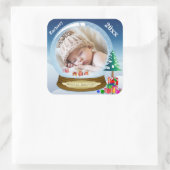 Carré Sticker de Noël photo Globe des neiges personnalis (Sac)