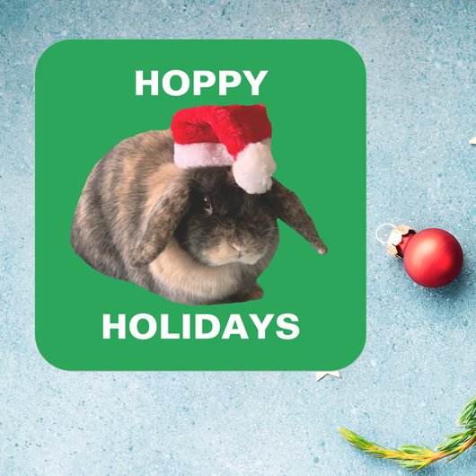 Carré Sticker de Noël pour lapin Holland Lop
