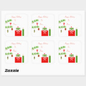 Carré Sticker de Noël rouge et vert (Feuille)