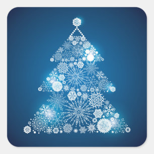 Carré Sticker de Noël Snowflakes Arbre