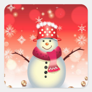Carré Sticker de Noël Snowman