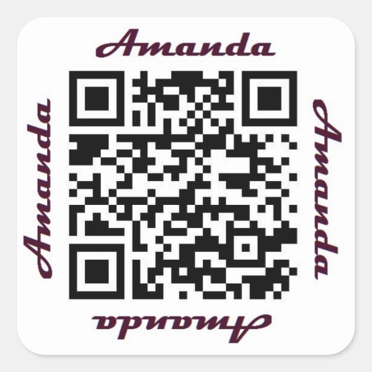 Carré Sticker de NOM personnalisé Amanda QR Code (Devant)