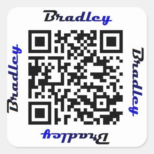 Carré Sticker de NOM personnalisé Brad (Bradley) QR Code (Devant)