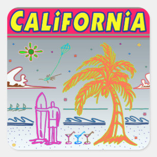 Carré Sticker de plage "CALIFORNIA"