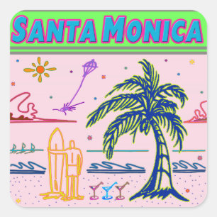 Carré Sticker de plage "Père Noël Monica"
