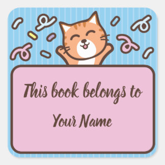 Carré Sticker de plaque personnalisée de chat