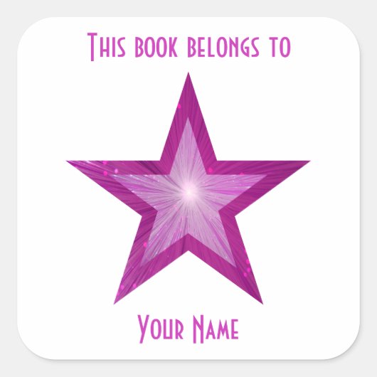 Carré sticker de plaque rose Star blanc (Devant)