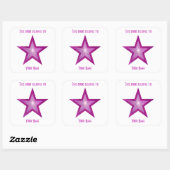 Carré sticker de plaque rose Star blanc (Feuille)