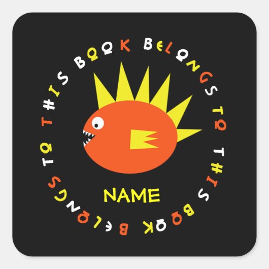 Carré Sticker de poisson effrayant personnalisé (Devant)