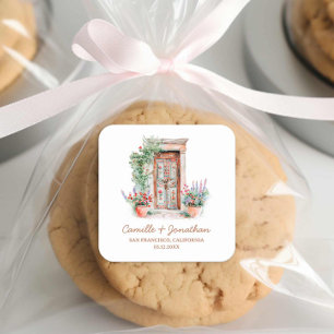 Carré Sticker de préférence de mariage de destination ru