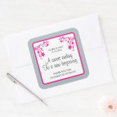 Carré Sticker de préférence de mariage floral (Enveloppe)