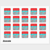 Carré Sticker de préférence Mariage damassé blanc rouge (Feuille)