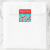 Carré Sticker de préférence Mariage damassé blanc rouge (Sac)