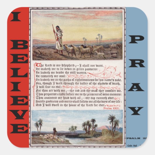 Carré Sticker de prière Psaume 23 (Devant)