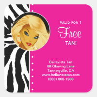 Sticker de salon de bronzage rose Zebra Blonde fem